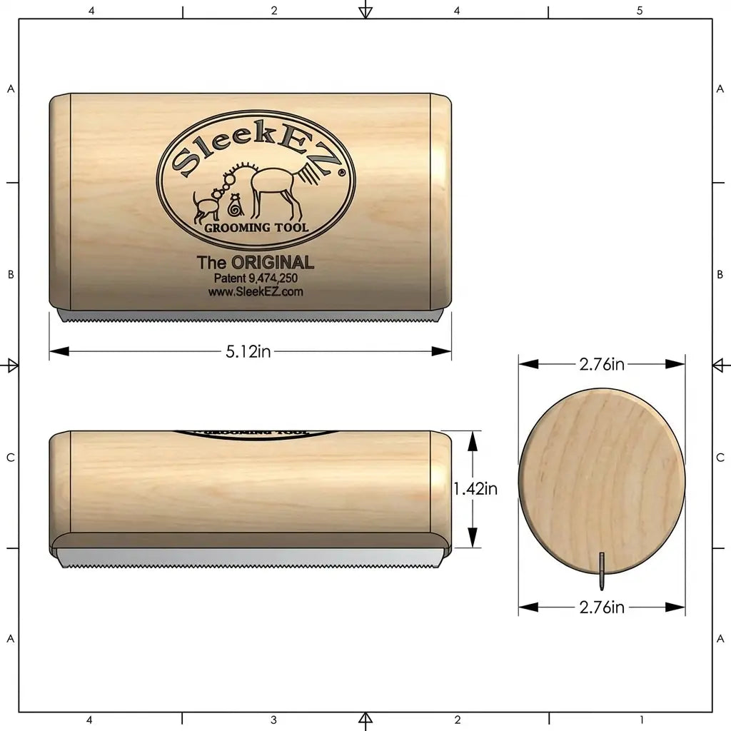 Sleekez Original Grooming Tool, Patented Wooden Deshedding Brush for Dogs/Cats/Horses Shedding Cat Comb Pet Hair Removal Tool Lice Portable Roller