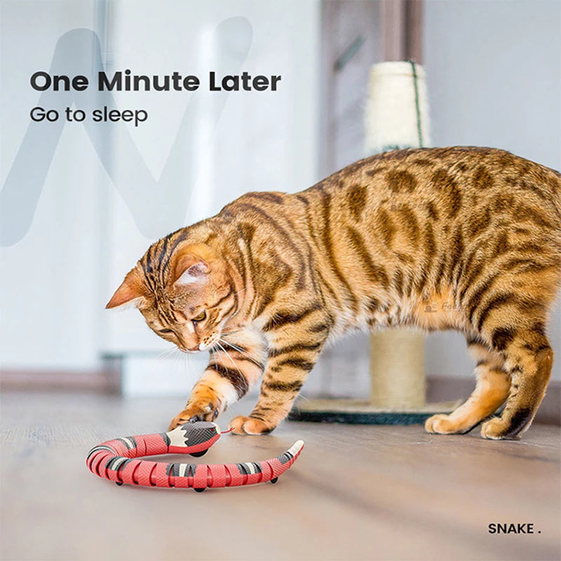 Automatic Cat Toys Interactive Smart Sensing Snake Teasetoys for Cats USB Charging Cat Accessories for Pet Cats Game Play To