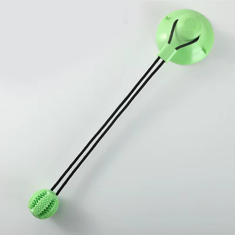Interactive Suction Cup Dog Toy with Sound and Treat Dispensing - Durable Rubber Ball for Training and Tug-Of-War Fun