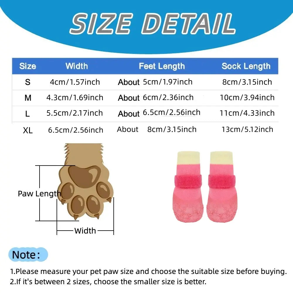 Seasonal Pet Puppy Shoes Waterproof Socks for Dogs, Silicone Rain Boots Anti-Slip Wear-Resistant Outdoor Sports outside Dog Foot Covers Paws Pad, 4 Pairs Set