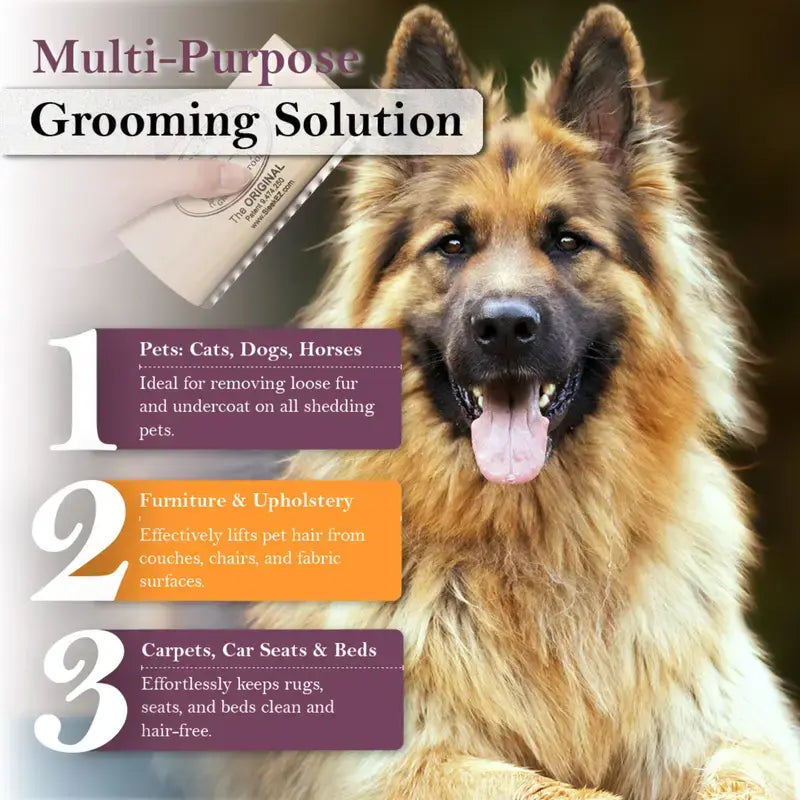 Sleekez Original Grooming Tool, Patented Wooden Deshedding Brush for Dogs/Cats/Horses Shedding Cat Comb Pet Hair Removal Tool Lice Portable Roller