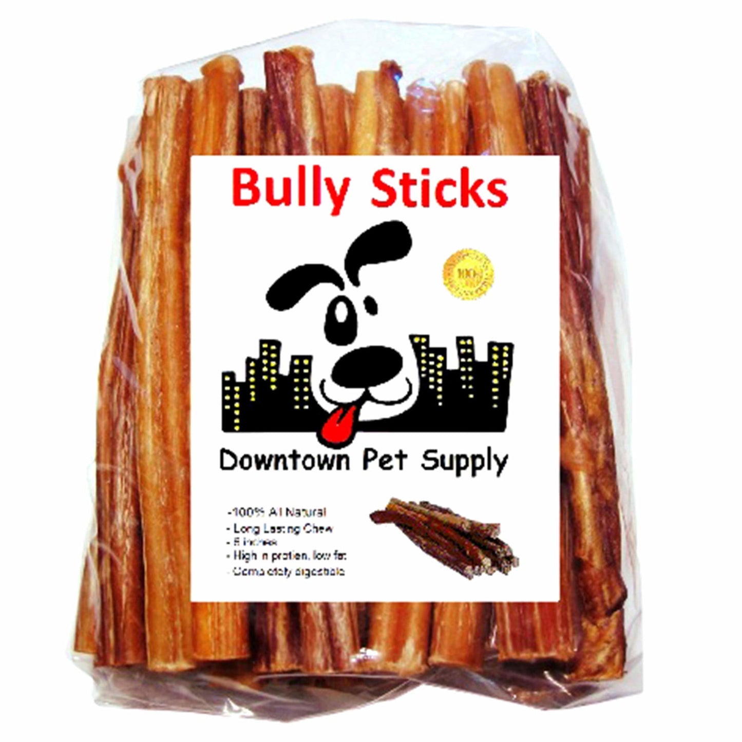 Odor Free Bully Sticks for Dogs - Regular 6", 10 Pack