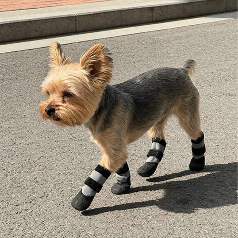 Seasonal Pet Puppy Shoes Waterproof Socks for Dogs, Silicone Rain Boots Anti-Slip Wear-Resistant Outdoor Sports outside Dog Foot Covers Paws Pad, 4 Pairs Set