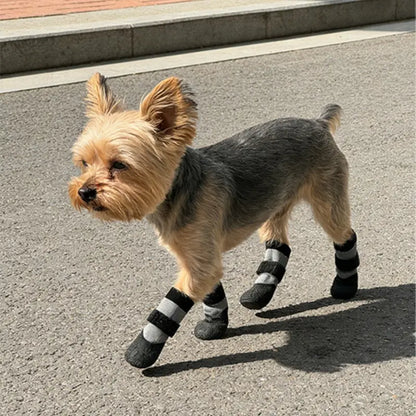 Seasonal Pet Puppy Shoes Waterproof Socks for Dogs, Silicone Rain Boots Anti-Slip Wear-Resistant Outdoor Sports outside Dog Foot Covers Paws Pad, 4 Pairs Set