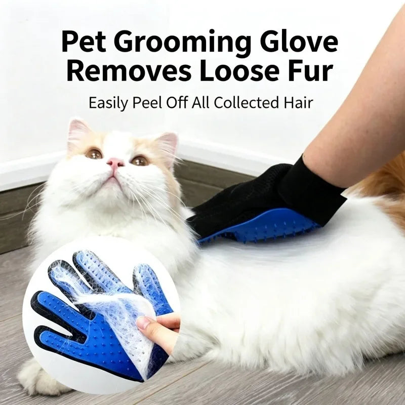 2 in 1 Pet Grooming Glove Brush Hair Remover Massage Comb for Dogs and Cats Efficient Shedding Fur Removal Pet Care Accessory