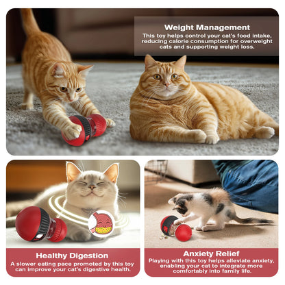 Interactive Cat Treat Dispenser Toy, Squeaky Puzzle Feeder for Slow Feeding & Anxiety Relief, Food-Grade ABS