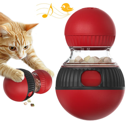 Interactive Cat Treat Dispenser Toy, Squeaky Puzzle Feeder for Slow Feeding & Anxiety Relief, Food-Grade ABS