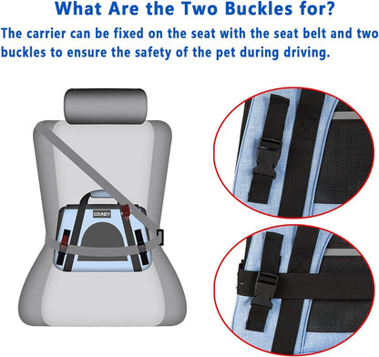 Pet Carrier for Cat and Dog, Portable Folding Pet Carrier Airline Approved, Suitable for Small Dogs, Puppies, and Medium-Sized Cats (Grey with Bowl)