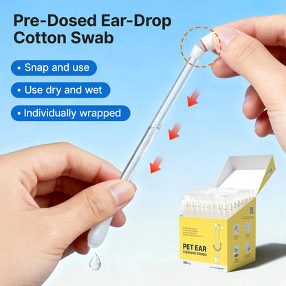 Pawfirst Pet Ear Cleaning Cotton Swabs 100 Pack, Individually Wrapped Break-To-Release Ear Swabs, Earwax & Odor Remover for Dogs & Cats, Aloe, Witch Hazel & Chamomile Formula