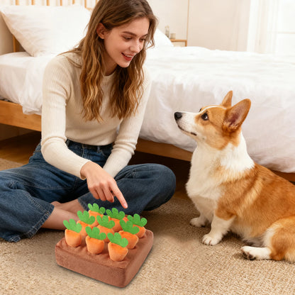 Snuffle Mat for Dogs Interactive Toy with 9 Carrots Foraging Mat for Mental Exercise Boredom Reduction Crate Training Alone Time