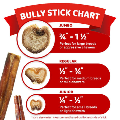 Odor Free Bully Sticks for Dogs - Regular 6", 10 Pack