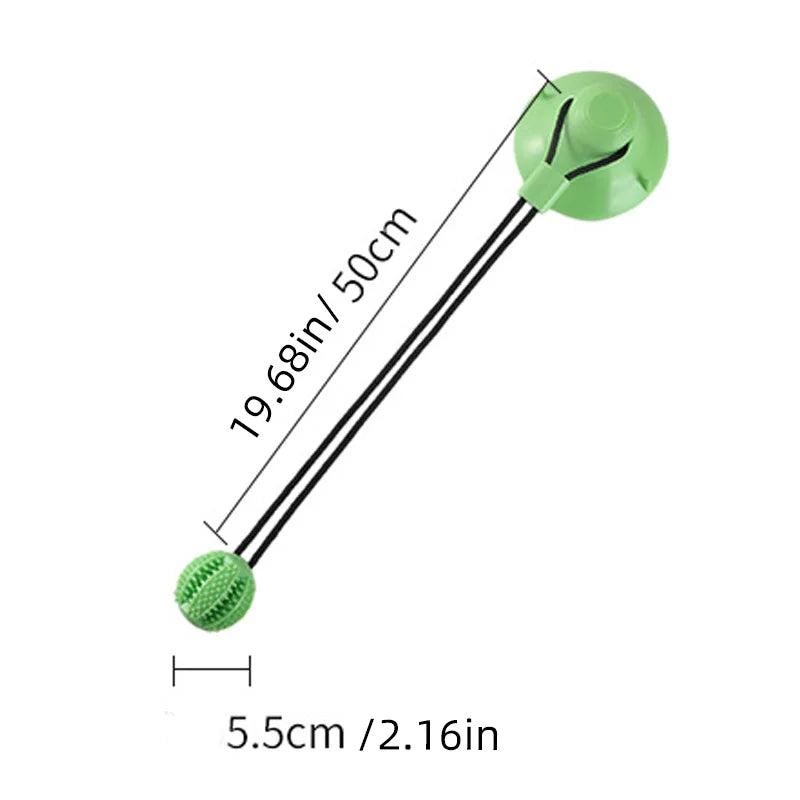 Interactive Suction Cup Dog Toy with Sound and Treat Dispensing - Durable Rubber Ball for Training and Tug-Of-War Fun