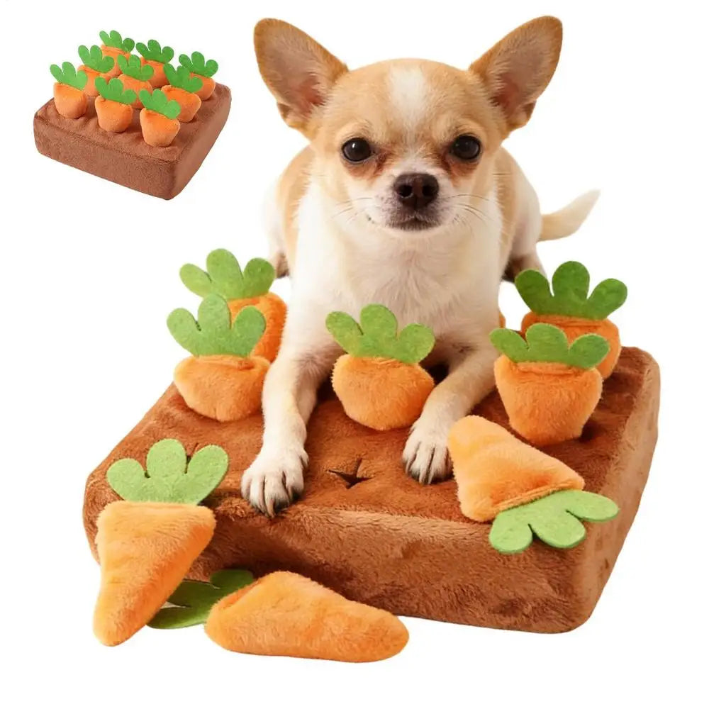 Snuffle Mat for Dogs Interactive Toy with 9 Carrots Foraging Mat for Mental Exercise Boredom Reduction Crate Training Alone Time