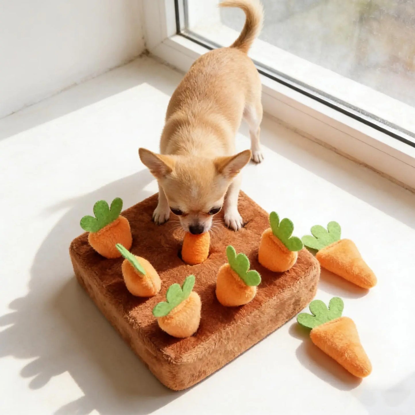 Snuffle Mat for Dogs Interactive Toy with 9 Carrots Foraging Mat for Mental Exercise Boredom Reduction Crate Training Alone Time