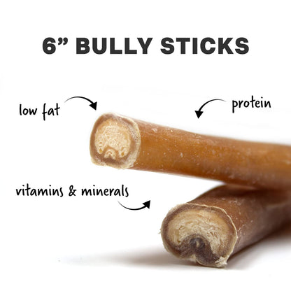Odor Free Bully Sticks for Dogs - Regular 6", 10 Pack