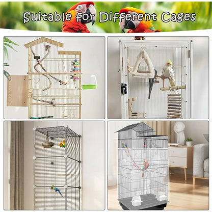 Universal Bird Cage Seed Catcher - Stretchy, Lightweight Mesh Skirt for Parrot Cages, Stops Scatter, Breathable Fabric, Adjustable & , White